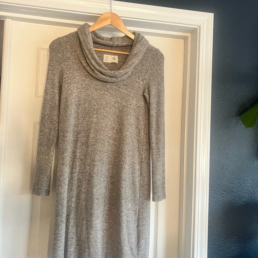 Anthropologie Saturday Sunday  Light Gray Cowl Neck Sweater Dress